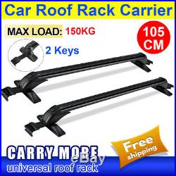 105CM Universal Lockable Aluminium Car Roof Rack Bars No Rail Anti Theft Carrier