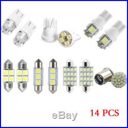 14Pcs LED Light Interior Package Map Dome License Plate Indicator Bulb Lamps Kit