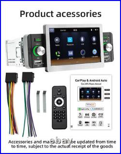 1Din Car Radio Wireless Carplay Android Auto 5 Inch Touch Screen BT FM Head Unit