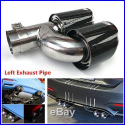 1x 63mmIn 89mm Out Car Dual Pipe Left Exhaust Pipe Tail Muffler Tip Carbon Fiber