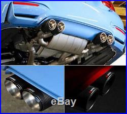1x 63mmIn 89mm Out Car Dual Pipe Left Exhaust Pipe Tail Muffler Tip Carbon Fiber
