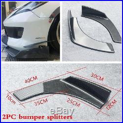 2Pcs Winglet Style Carbon Fiber Car Front Bumper Lip Diffuser Splitters Canard