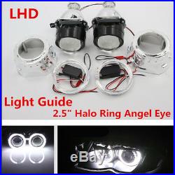 2x 2.5 Angel Eye Bi-Xenon Headlight Projector Lamp Lens withLight Guide&Inverter
