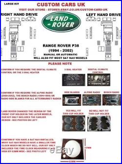 40 Piece Walnut Or Carbon Fibre Dash Kit Land Rover Range Rover P38 1994-2002