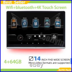 4G+64GB 14'' Car Rear Headrest TV Monitor Bluetooth WIFI Rotatable Screen Player