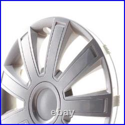 4 Hub Caps 15 Inch Wheel Trims Covers Arrow Lux silber for Alfa Dacia Honda Land