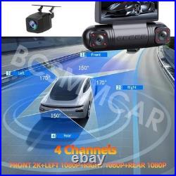 4 Lens Dash Cam 2K+1080p WIFI Car Recorder Camera 170° Wide Angle Night Vision