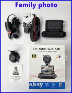 4 Lens Dash Cam 2K+1080p WIFI Car Recorder Camera 170° Wide Angle Night Vision