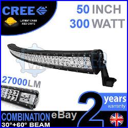 50 300w Curved Cree LED Light Bar Combo IP68 Driving Light Off Road 4WD Boat