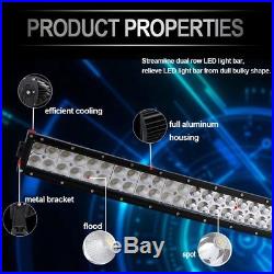 52 300W Curved LED Light Bar 2x 4 Spot Wiring Kit Pickup Offroad ATV 4WD Jeep