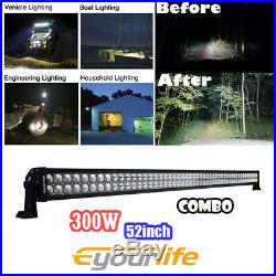 52 LED Work Light Bar Flood Spot Light Lamp Off-road Truck 4WD ATV IP68 300W