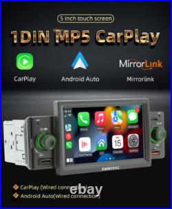 5in 1 Din Carplay Android Auto Radio Car Stereo MP5 Player Mirror Link WithCamera