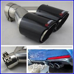 63-89mmGlossy 100% Real Carbon Fiber Car SUV Dual Exhaust Pipe Tail Muffler Tip