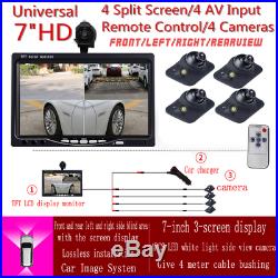 7'' Car Reverse parking monitor 4 split screen+4Pcs 170° HD Adjustable cameras