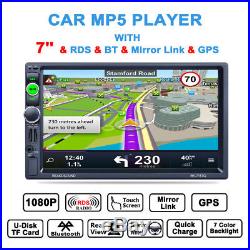 7 Double 2 Din Car MP5 Unit GPS Navigation FM RDS Radio Bluetooth MP3 Charger