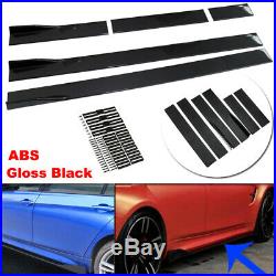 86 Universal Black Car Side Skirt Extension Rocker Panel Splitter Protector Lip