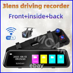 9.66 HD Mirror Dash Cam Car DVR Video Recorder With Front Interior Rear Camera