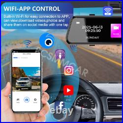 9.66 HD Mirror Dash Cam Car DVR Video Recorder With Front Interior Rear Camera