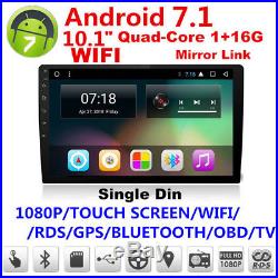 Android 7.1 Single DIN 10.1 Car Stereo GPS Sat Nav SD DAB+ WiFi Radio Bluetooth