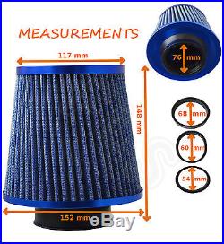 BLUE K&N TYPE UNIVERSAL FREE FLOW PERFORMANCE AIR FILTER & ADAPTERS Land Rover
