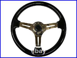 Black Chrome 350mm TS Steering Wheel + Quick Release boss BKB