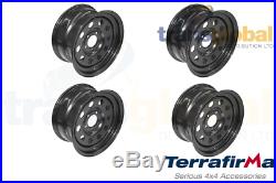 Black Modular 8x16 Steel Wheels x4 for Land Rover Discovery 2 Terrafirma GRW012