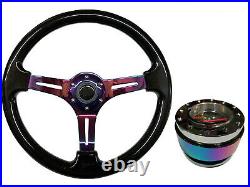 Black Neo Chrome TS Steering Wheel + Quick Release boss NC