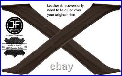 Brown Real Leather 2x A Post Pillar Covers Fits Range Rover P38 1994-2002