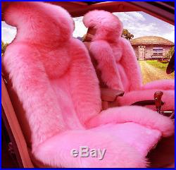 Car Seat Cover Plush Fur Steering Wheel Brake Gear Knob Cover Pink Set Fluffy