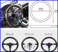 Carbon FIber Black Style 350mm Deep Dish Steering Wheel For 6 Bolts Hub