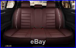 Coffee Deluxe PU Leather Seat Covers Cushion Front+Rear With Pillows For Car SUV