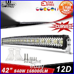 Curved 42Inch LED Work Light Bar 1600W Spot Flood Driving Roof Lamp Offroad 4WD