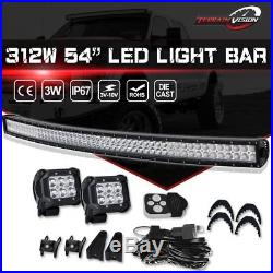 Curved 54Inch LED Light Bar Combo+ 2X 4 Pods Cube+Wiring + Remote Toyota RAV