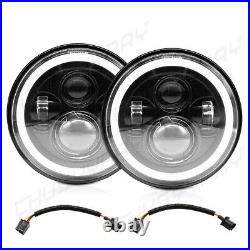 E Mark Pair 7 Inch Angel Eye LED DRL Headlights For Classic Mini Austin Rover