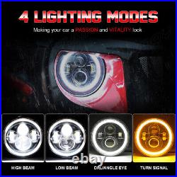 E Mark Pair 7 Inch Angel Eye LED DRL Headlights For Classic Mini Austin Rover