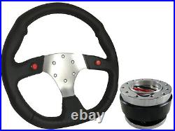 F1 CHROME Sports Steering Wheel + Quick Release boss B29 BLACK
