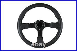 F2 BLACK Sports Steering Wheel + Quick Release boss B30 BLACK