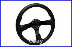 F2 BLACK Sports Steering Wheel + Quick Release boss B30 BLACK