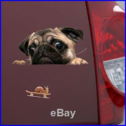 Funny Cute 3D Car Window Decals Pug Dog Watch Snail Pet Puppy Laptop Stickers