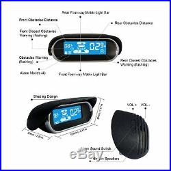 Good Quality Dual LCD Display 8 Black Parking Sensors Reverse Radar Alarm Buzzer