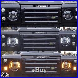 Land Rover Defender 7 Inch LED Headlights Pair 50W E Marked UK EU DRL Indicator