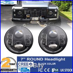 Land Rover Defender LED Headlight 7 DRL H4 Connectors x 2 Lamps E DOT Approved