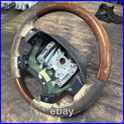 Lot10 RANGE ROVER P38 Steering Wheel Leather Cream Good Ish Wood