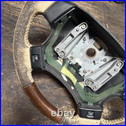 Lot10 RANGE ROVER P38 Steering Wheel Leather Cream Good Ish Wood