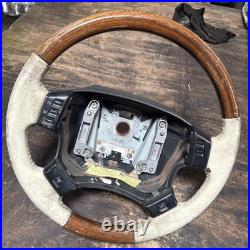 Lot11 RANGE ROVER P38 Steering Wheel Leather Cream Good Ish Wood Lot11 RANGE ROVER P38 Steering Wheel Leather Cream Good Ish Wood