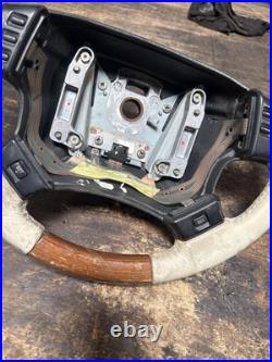 Lot11 RANGE ROVER P38 Steering Wheel Leather Cream Good Ish Wood