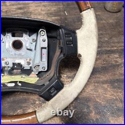 Lot11 RANGE ROVER P38 Steering Wheel Leather Cream Good Ish Wood