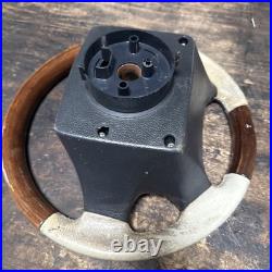 Lot11 RANGE ROVER P38 Steering Wheel Leather Cream Good Ish Wood