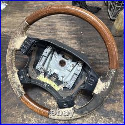 Lot13 RANGE ROVER P38 Steering Wheel Leather Cream Good Ish Wood