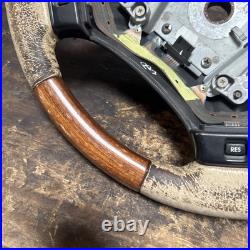 Lot13 RANGE ROVER P38 Steering Wheel Leather Cream Good Ish Wood